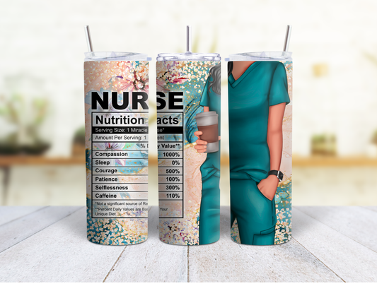 Tumbler - Nurse Nutritional Facts (02) 20 oz Skinny Tumbler